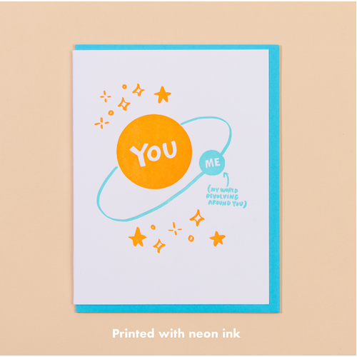 Revolving Around You Letterpress Card.