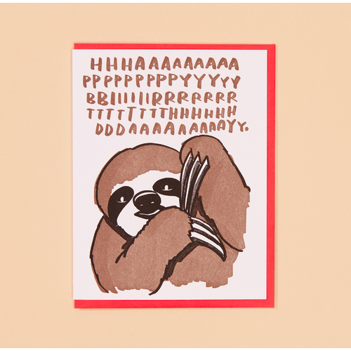 Sloth Birthday Letterpress Card.