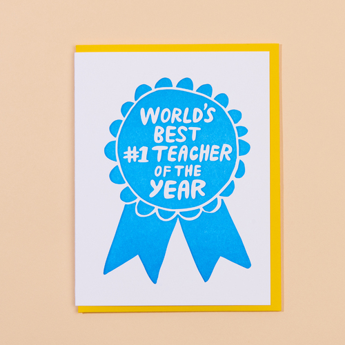 Teacher Ribbon Letterpress Card