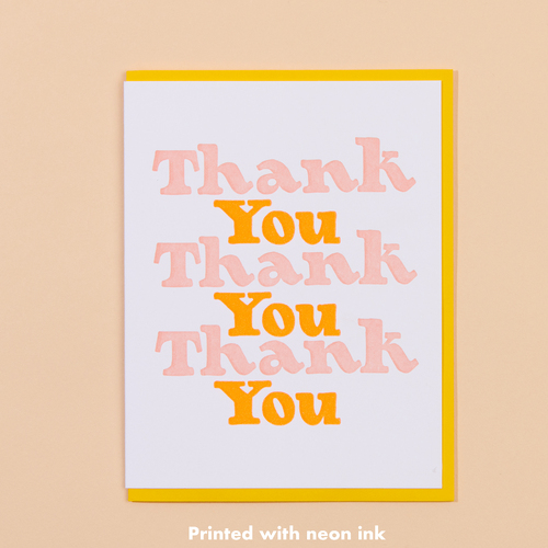 Thank You Thank You Thank You Letterpress Card