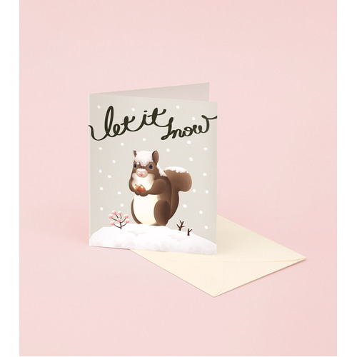 Let It Snow Squirrel Christmas Card For Holidays