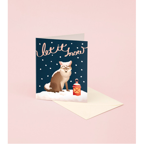 Let It Snow Fox Christmas Card For Holidays