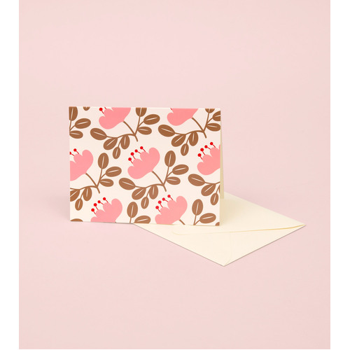 Blossom Gold Greeting Card - Pink Petal
