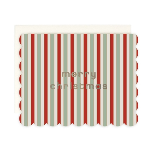 Christmas Striped Scalloped Holiday NEW