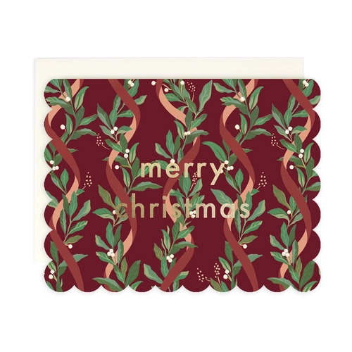 Ribbon Laurel Christmas Scallop