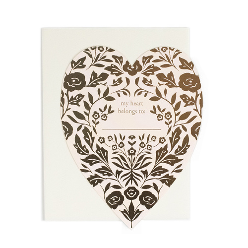 My Heart Belongs To die-cut flat note with gold foil