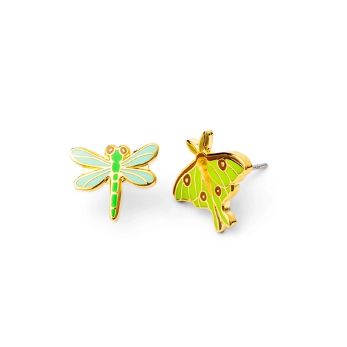 Dragonfly and Moth Earrings