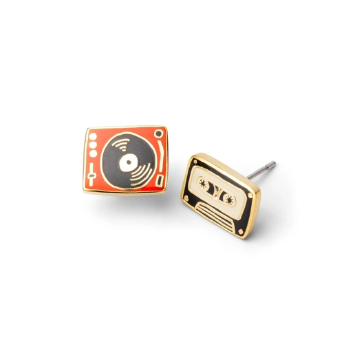 Record Player and Tape Earrings