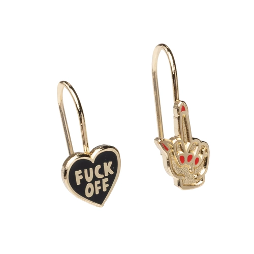 Drop Earrings - F*ck Off heart and Middle Finger