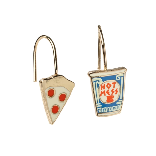 Drop Earrings - Pizza and Coffee