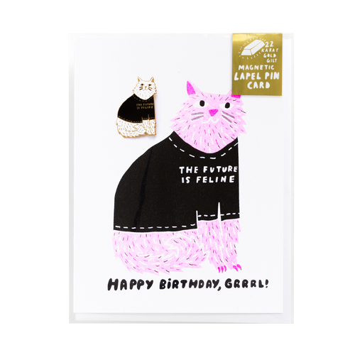 The Future is Feline Lapel Pin & Card