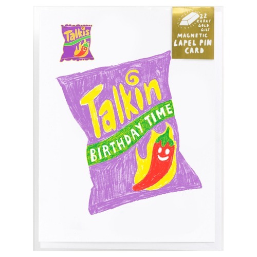 Talkis Birthday Time Lapel Pin & Card