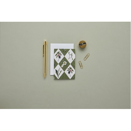 Mini Card - Carnivalesque Green Harlequin