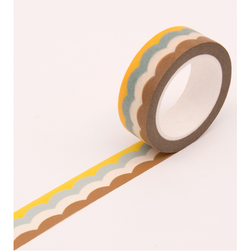Scallop Pattern Washi Tape - Yellow and Baby Blue - 15mm