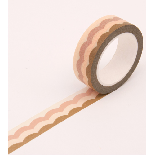 Scallop Pattern Washi Tape - Pink and Honey - 15mm