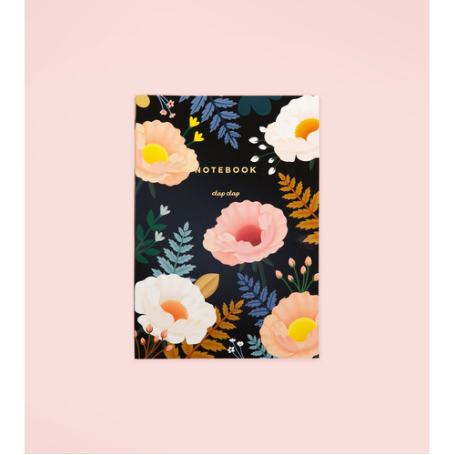 Oriental Poppy Notebook - Black