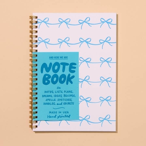 Letterpress A5 Spiral Notebook - Bow Pattern