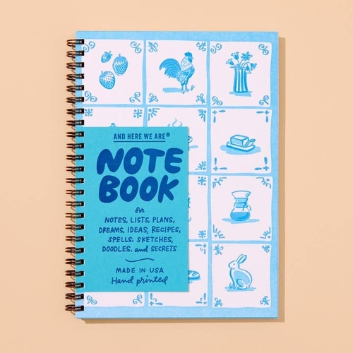 Letterpress A5 Spiral Notebook - Delft Tile