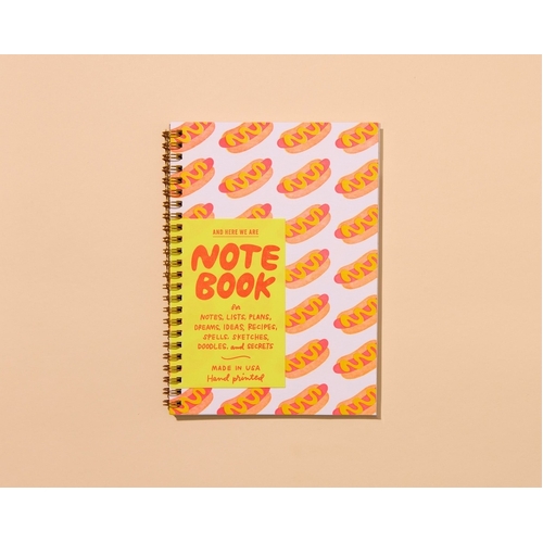 Letterpress A5 Spiral Notebook - Hot Dogs