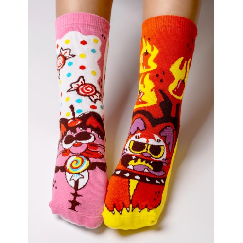 Purrty Sweet & Feline Spicy Socks (Kids Large) 