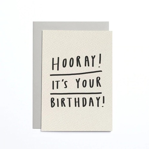 Hooray Birthday Cream Small Card