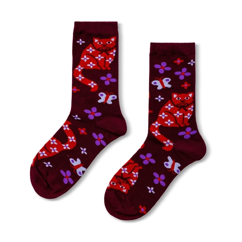 Women's Socks - Floral Cat