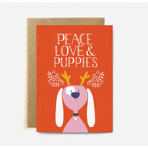 Peace Love and Puppies (large card)