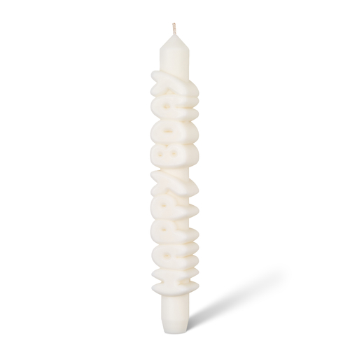 Happy Birthday 3D Taper Candle White