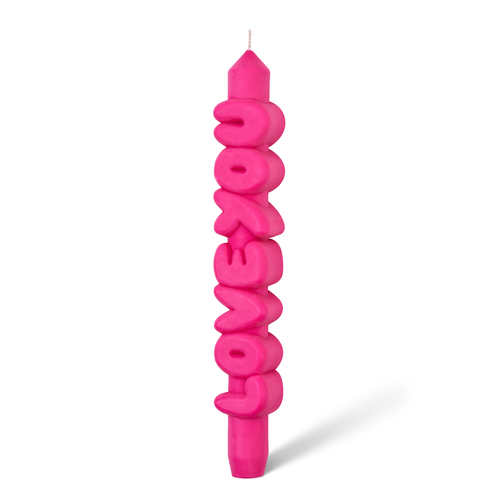 Love You 3D Taper Candle Pink