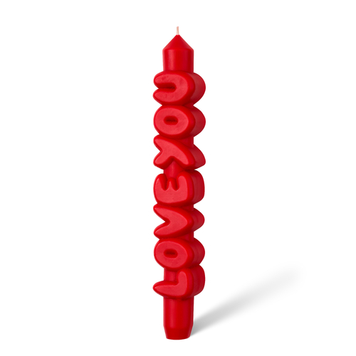 Love You 3D Taper Candle Red