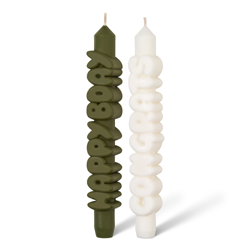 Happy Bday, Congrats 3D Taper Candle Set