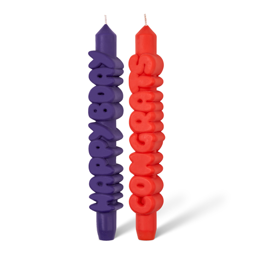Happy Bday, Congrats 3D Taper Candle Set