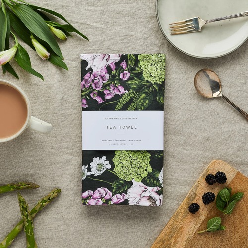 Tea Towel - Summer Garden Dark Green