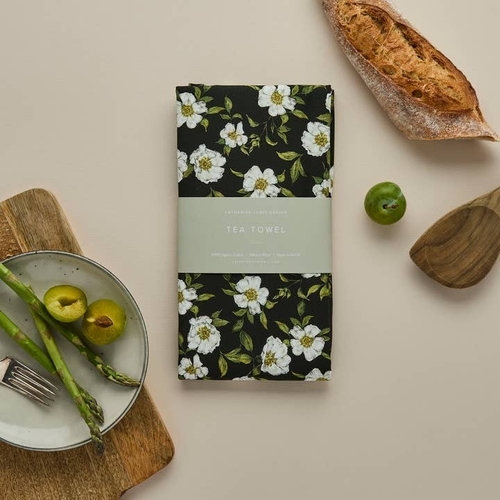 Tea Towel - Cottage Garden Dark Green