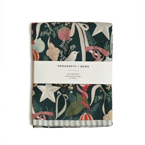 Ornaments and Bows Tea Towel