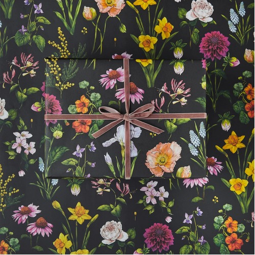 Bountiful Blooms Black Wrap - Single sheet