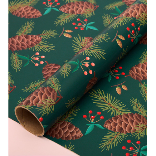 Pine Holiday Wrapping Paper - Single Sheet