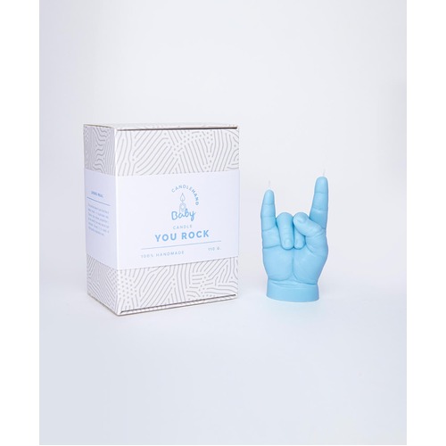 "You Rock" Baby Hand Candle Blue