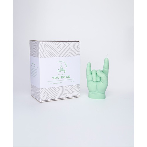 "You Rock" Baby Hand Candle Green