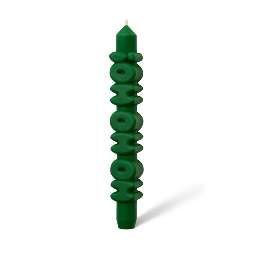 Ho Ho Ho 3D Taper Candle Green