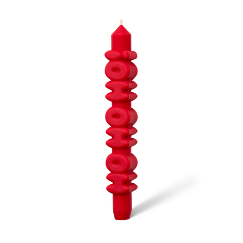 Ho Ho Ho 3D Taper Candle Red