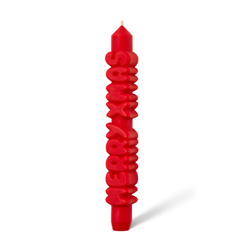 Merry Xmas 3D Taper Candle Red